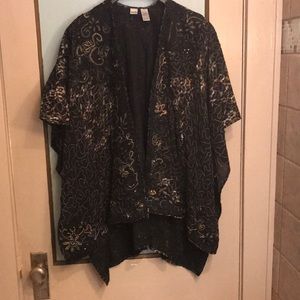 Chico’s black heavily embroidered wrap